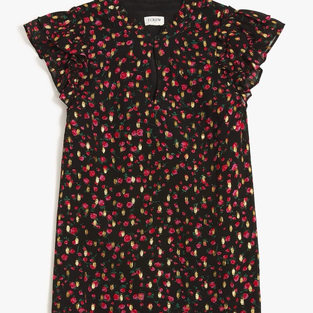 J. Crew Kids Black Dress with Pink Floral Pattern